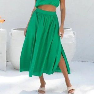 Petal & Pup Green Midi Skirt